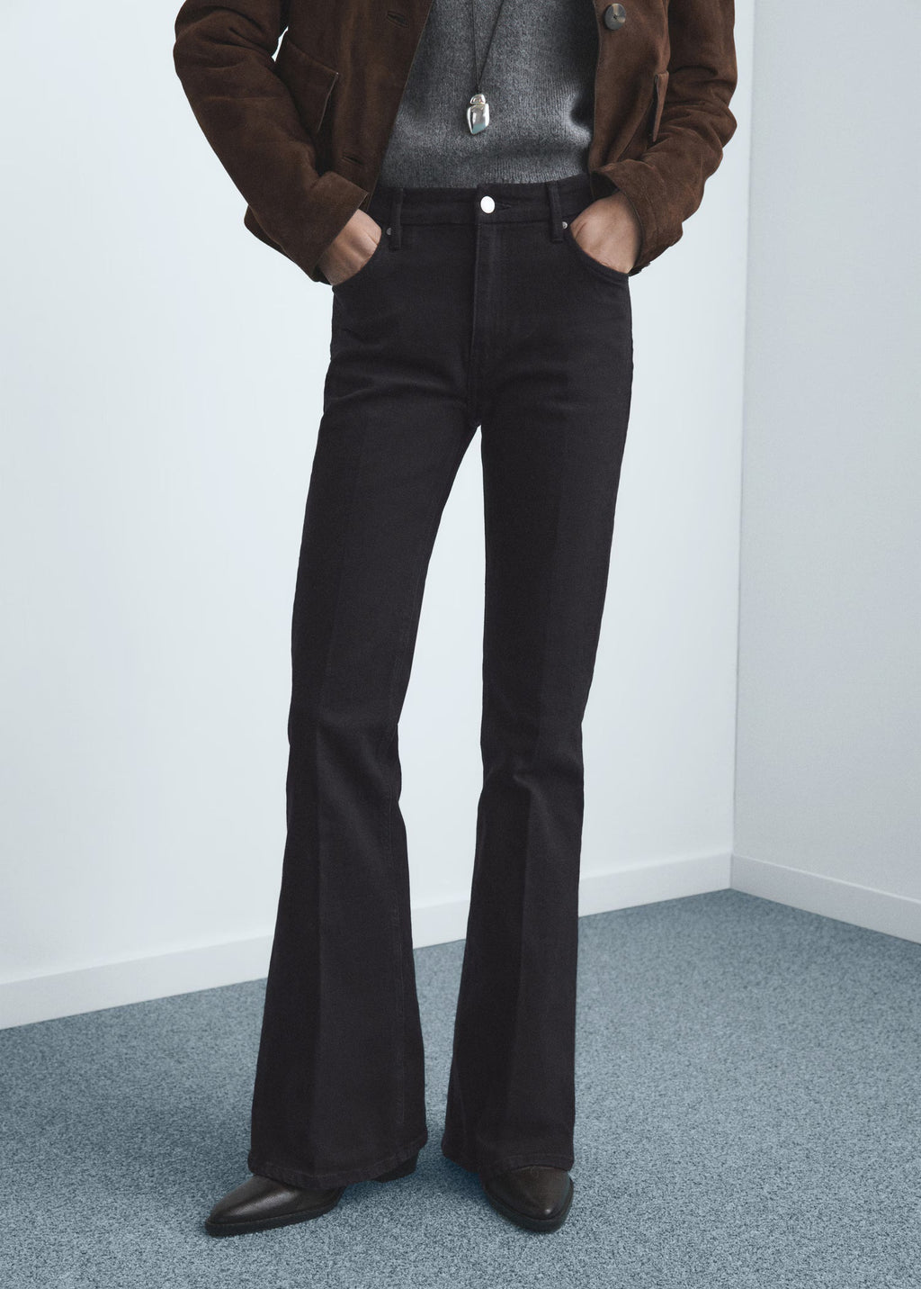 Violet flared high-rise jeans