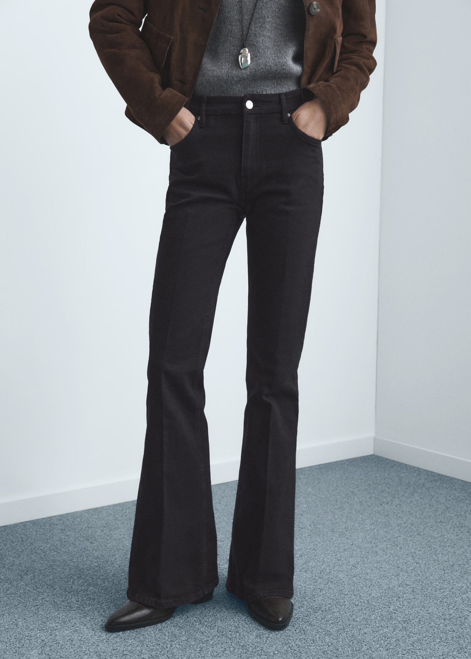 Violet flared high-rise jeans