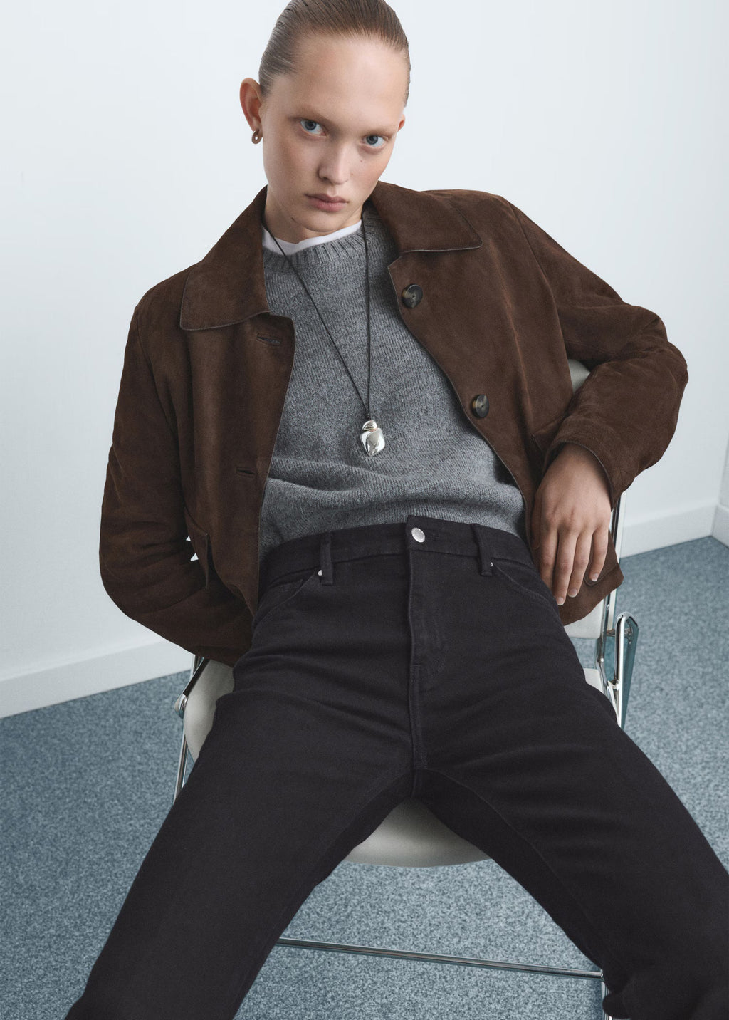 Violet flared high-rise jeans