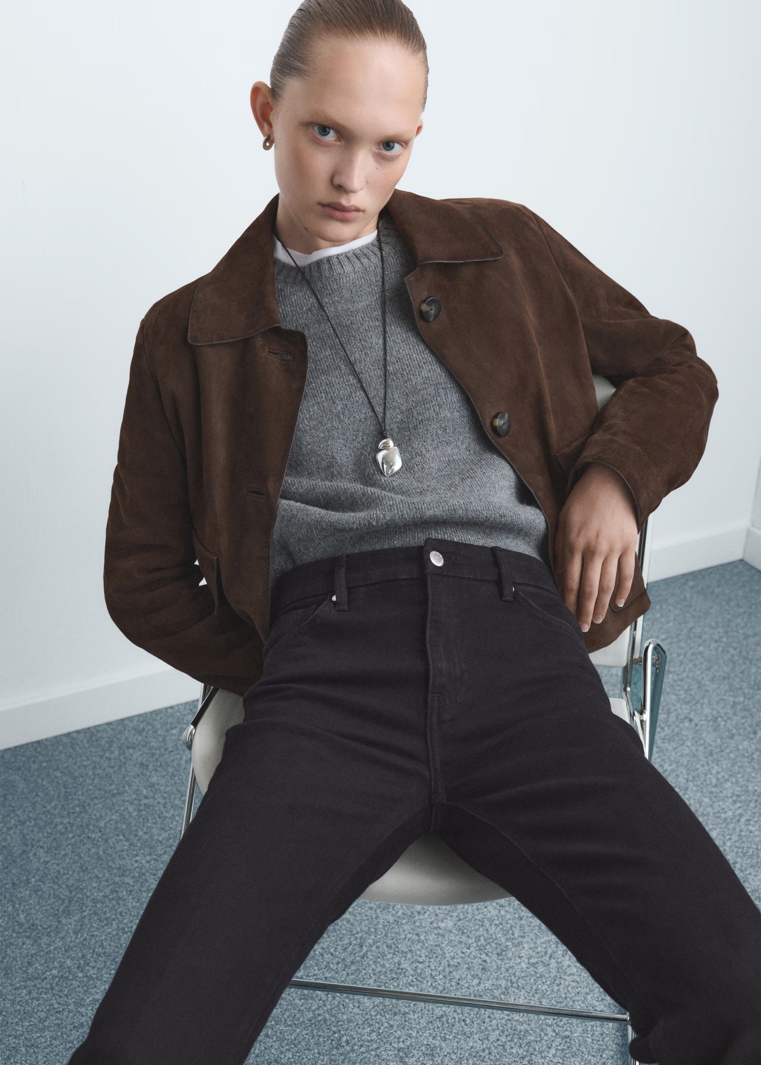 Violet flared high-rise jeans