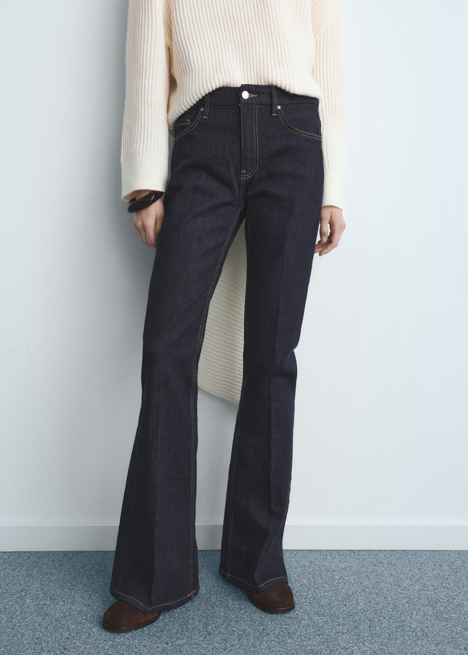 Violet flared high-rise jeans