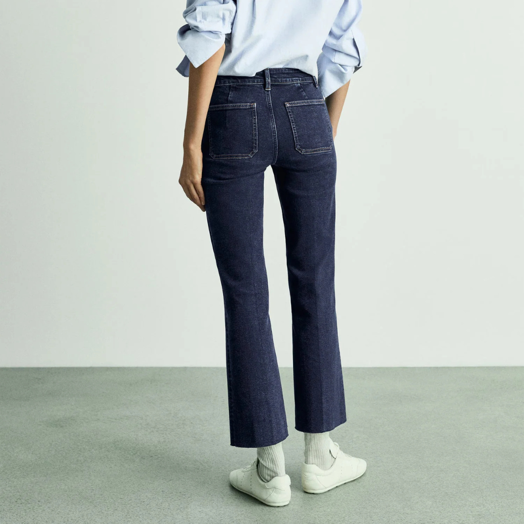 Mango Flared cropped jeans with pockets