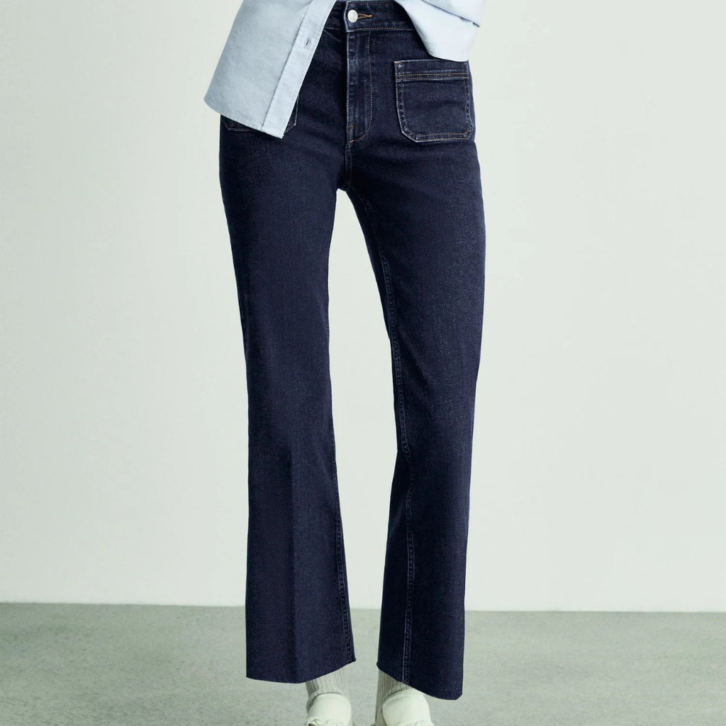Mango Flared cropped jeans with pockets